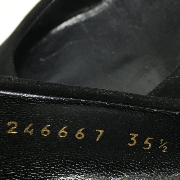 Women\'s Gucci Slip On Wedge Pump Heels Shoes Size 35.5 EU/5.5 US Black Suede